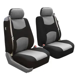 Flat Cloth All-Purpose Built-In Seatbelt Seat Covers - Front Set Gray, Car Seat Protectors, Polyester