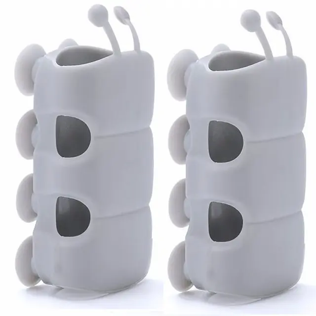 2-Pcs Grey Self-Adhesive Showerhead Holders, Reusable Soft Rubber Shower Mounting Brackets, 360° Rotatable Adjustable No Tool Install Required Home Accessory, Disassembled and Washed Bathroom Equipment