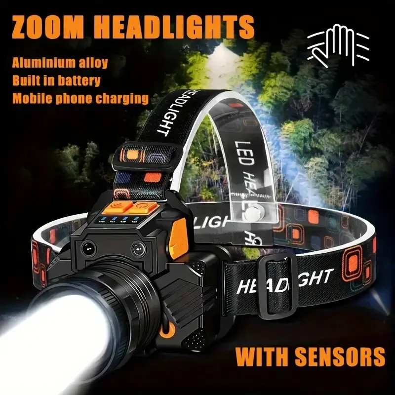Rechargeable LED Headlamp, Built in Battery, 95 Hour Battery Life, 3 Modes & Adjustable Focus, 120° Rotatable Beam, Ideal for Adults Outdoor Camping, Headlamp Flashlight, Portable Rechargeable Lighting