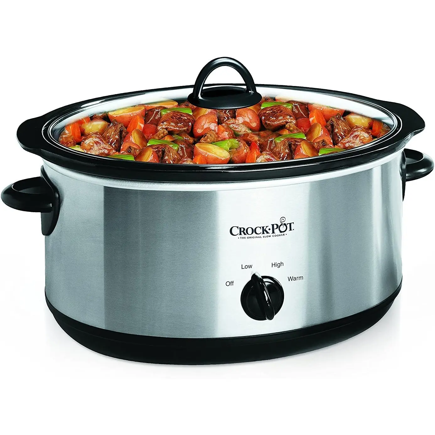 Crock-Pot 7 Quart Oval Manual Slow Cooker, Stainless Steel (SCV700-S-BR), Versatile Cookware for Large Families or Entertaining Crock-Pot