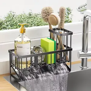 Kitchen Sink Drain Rack, 1 Count Removable Kitchen Sink Drainage Rack with Rod, Self Drain Rust-proof Sponge Storage Rack, Cleaning Organizer, Suitable for Home Kitchens, Organizer, Modern Aesthetic, Modern Kitchen Decor