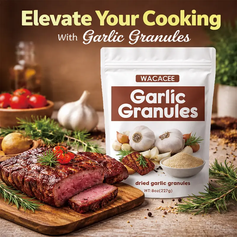 WACACEE Authentic Clean Dehydrated Garlic Particles - 8oz (227g), Natural Color, Rich Flavor Garlic, 24 Months Shelf Life, Dried Spice for Braising, Simmering