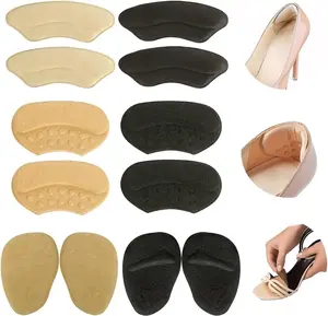 Heel Grips Liner Cushions Inserts for Loose Shoes Heel Pads and Metatarsal Pads for Shoes Too Big Women Men(Beige+Black)