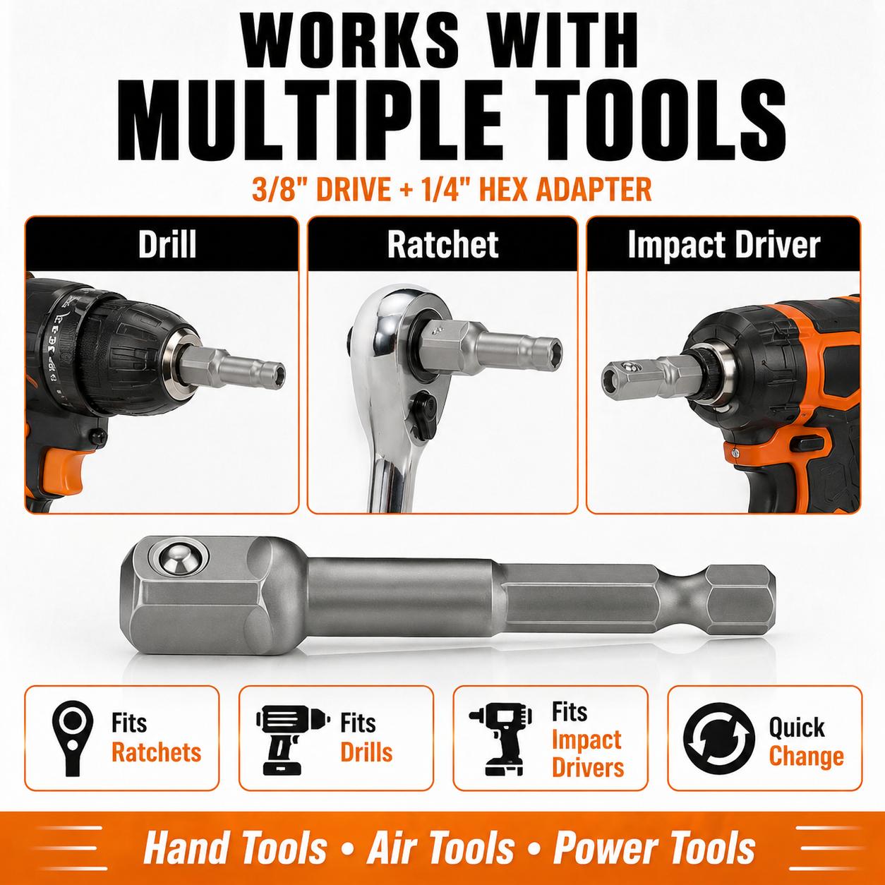 13 Pcs Bolt Extractor Kit, Impact Bolt & Nut Remover Set, Stripped Bolt Remover Easy Out Socket Set for Rusted, Frozen, Rounded and Damaged Bolts, 3/8" Drive with 1/4" Hex Adapter