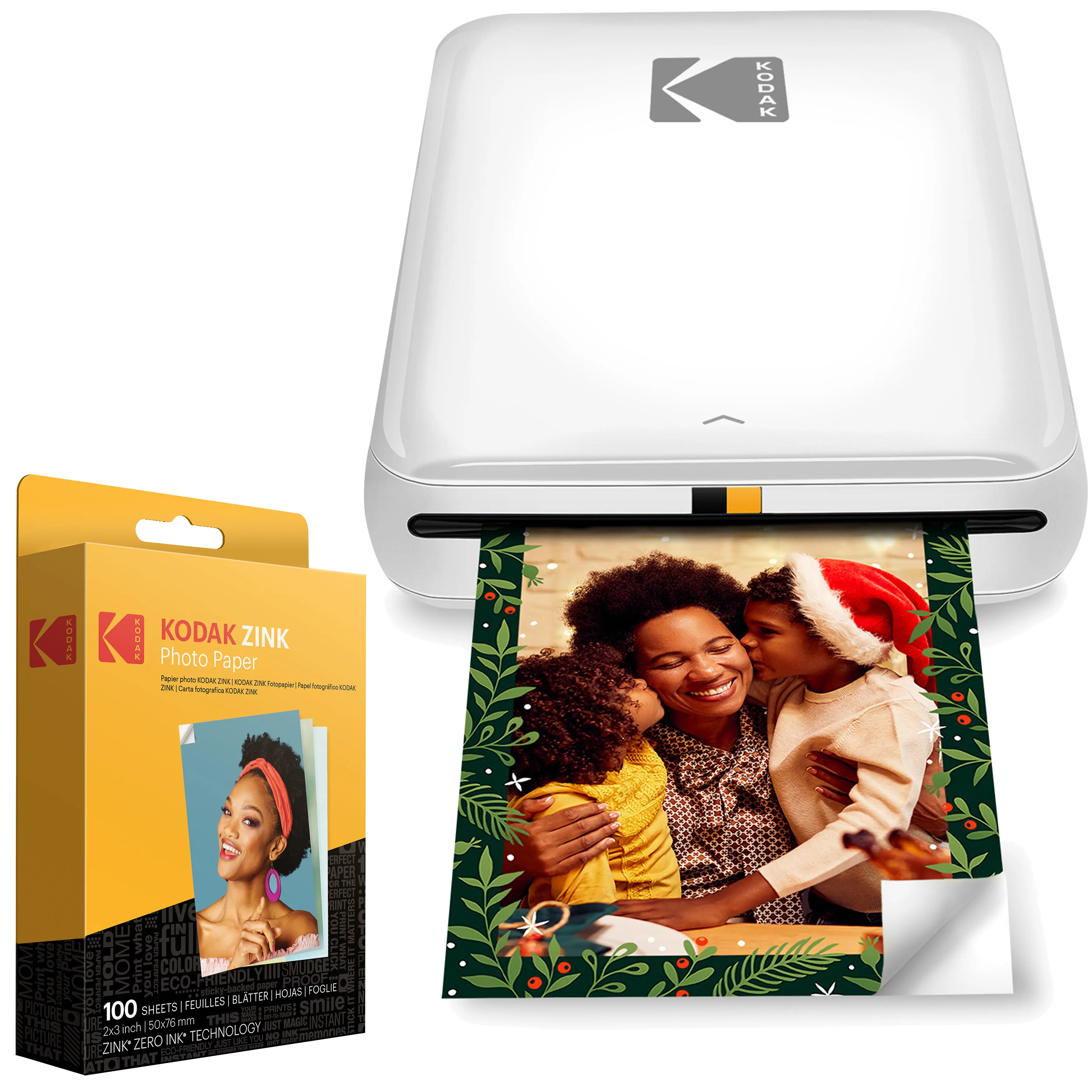 KODAK Step Instant Photo Printer with 100 Pack Zink Sticky-Backed Paper