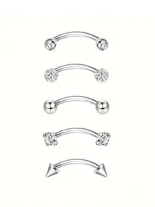 Rhinestone Decorated Navel Ring, Stainless Steel Eyebrow Piercing Jewelry, Nose Piercing Jewelry for Women & Men, Trendy All-match & Exquisite Jewelry for Birthday Gift, Body Piercing Jewelry