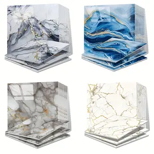 25pcs Marble Peel and Stick Tile for Kitchen Backsplash, Waterproof PVC Decorative Wall Tiles, Self Adhesive Shower Panels Wallpaper