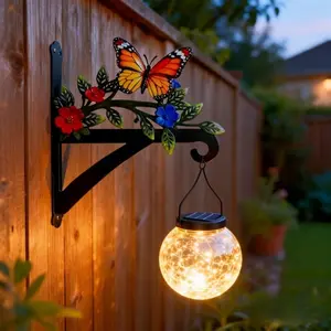 Butterfly Pattern Iron Wall Hooks, Garden Balcony Farmhouse Decor, Plant Stand, Basket Lantern Bird Feeder Hangers, Garden Accessories