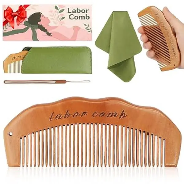 Birth Comb for Labor - Natural Wooden Pregnancy Essential and New Mom Gift