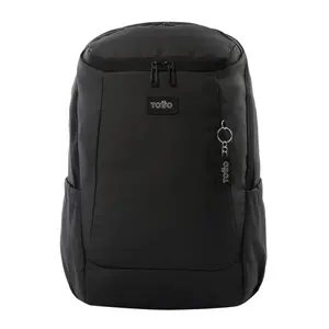 Totto Storm Backpack 16" Laptop Bag - Black Rubber Finish Easy to Clean Minimalist Design with Secret Pocket & Trolley Sleeve