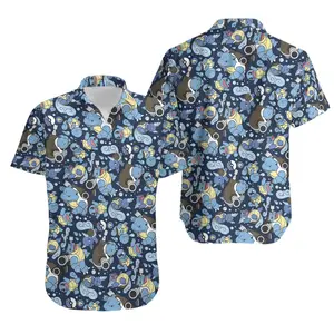 Pokkemon Squirrtle Water Type Anime Hawaiian Shirt, Cute Video Game Monster Apparel For Men Women, Fun Printed Summer Vacation Outfit | 300326.C15875.ID00