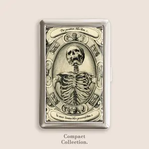 Memento Mori Goth Skeleton Skull Dark Art Death Dying Cigarrette Case Zigarettenetui Wallet Vintage Metal 100s Box Blunt Holder Gift