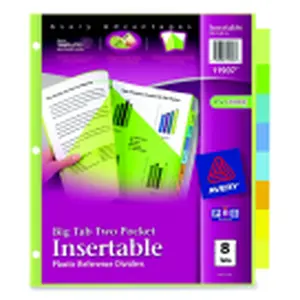 Avery Big Tab Plastic Insertable Divider - 8-Tab, Multiple Color