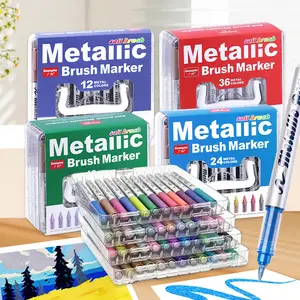 Guangna Soft Tip Acrylic Markers Set, Large Capacity Non-Transparent Drawing Pens, Artist DIY Painting Brushes, Perfect Gift for Artists