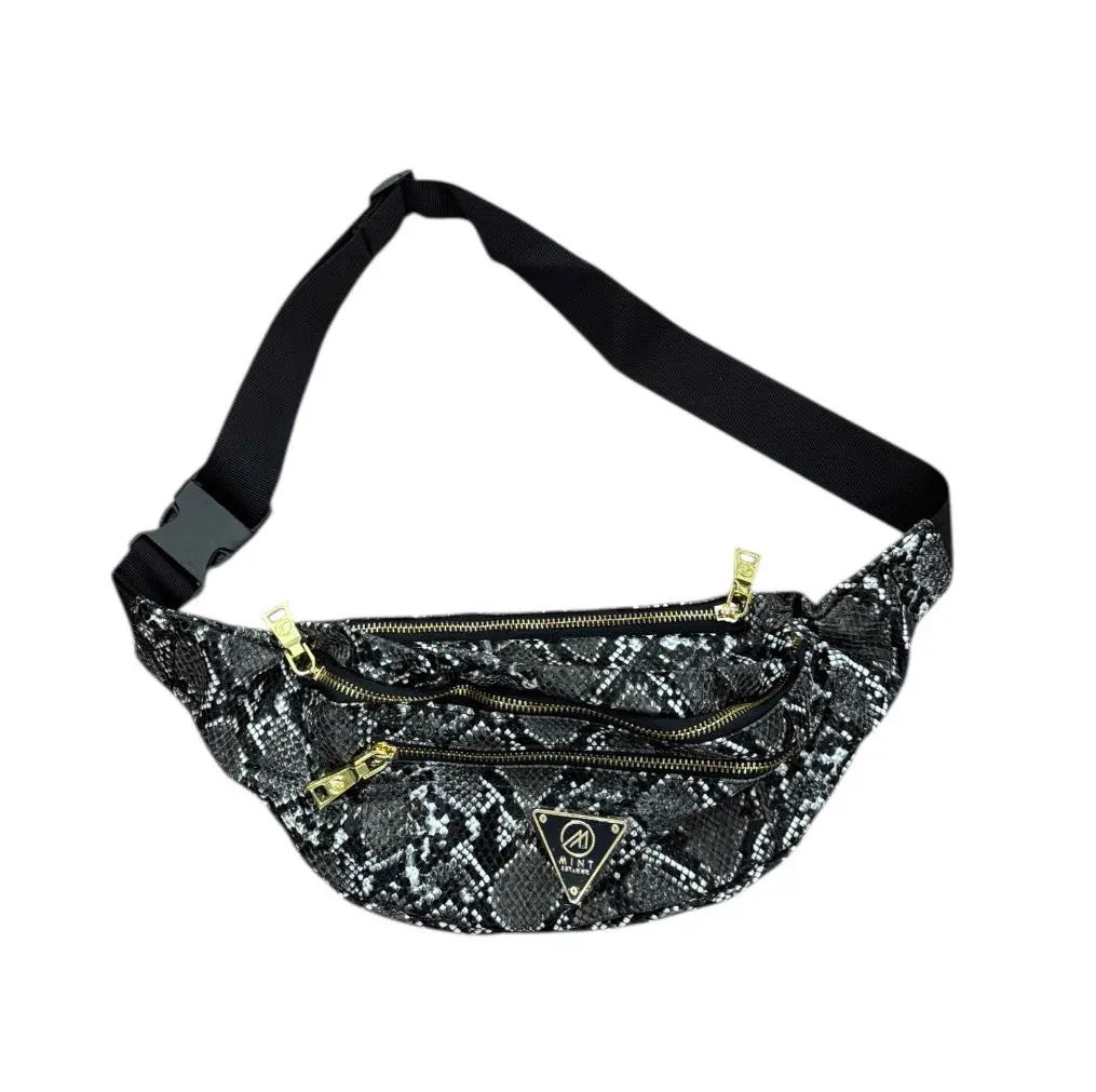 Mint Python Fanny Pack Bag (Black/White)