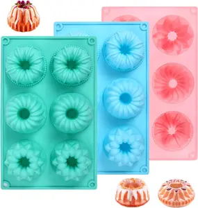 3 count Mini Bundt Cake Pans for Baking, Non-stick 6 Cavity  Bundt Cake Pan Molds, Multipurpose Molds for Cupcakes Brownies Jellies with Even Heat Transfer Feature for  Baking(3 Styles)