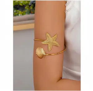 1pc Minimalist Fashion Versatile Starfish And Seashell Bracelet, Ocean-Inspired