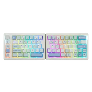 EPOMAKER Split70 Gasket 65% Wireless Ergonomic Mechanical Keyboard QMK/VIA & Knob  South-Facing RGB Backlight Hot-Swappable Lubed Linear Switch PBT Keycap Tri-Mode USB-C/BT 5.0/2.4GHz creamykeyboards TikTokShopSpringGlowUp