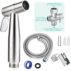 Handheld Bidet Sprayer for Toilet, 7/8" Stainless Steel Adjustable Pressure Bidet Faucet Diaper Sprayer Set with Hose Attachment for Bathroom #SummerVibes cloth cleaning wash baby
