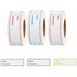 Freezer Labels 375Pcs - 3"X1" Self-Adhesive Removable Food Labels | Write-On Waterproof & Oil-Proof Tape for Containers, Meal Prep & Pantry Organization (3 Rolls, 3 Colors) ZILAMGOO