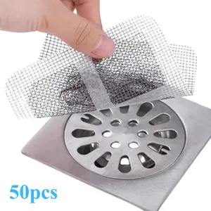 50pc Disposable Shower Drain Cover Hair Catcher Mesh Sewer Filter Bulk