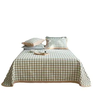 MUJI Style Old Coarse Cloth Cooling Mat Pure Cotton Breathable Summer Air Conditioning Bed Sheet Set