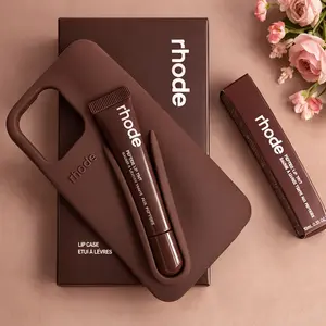 Peptide Lip Gloss Holder iPhone Case with Lipstick Set for iPhone 15/14/13/12, Soft Silicone Protective Cover, Shockproof Camera Guard, Cute Gift for Women