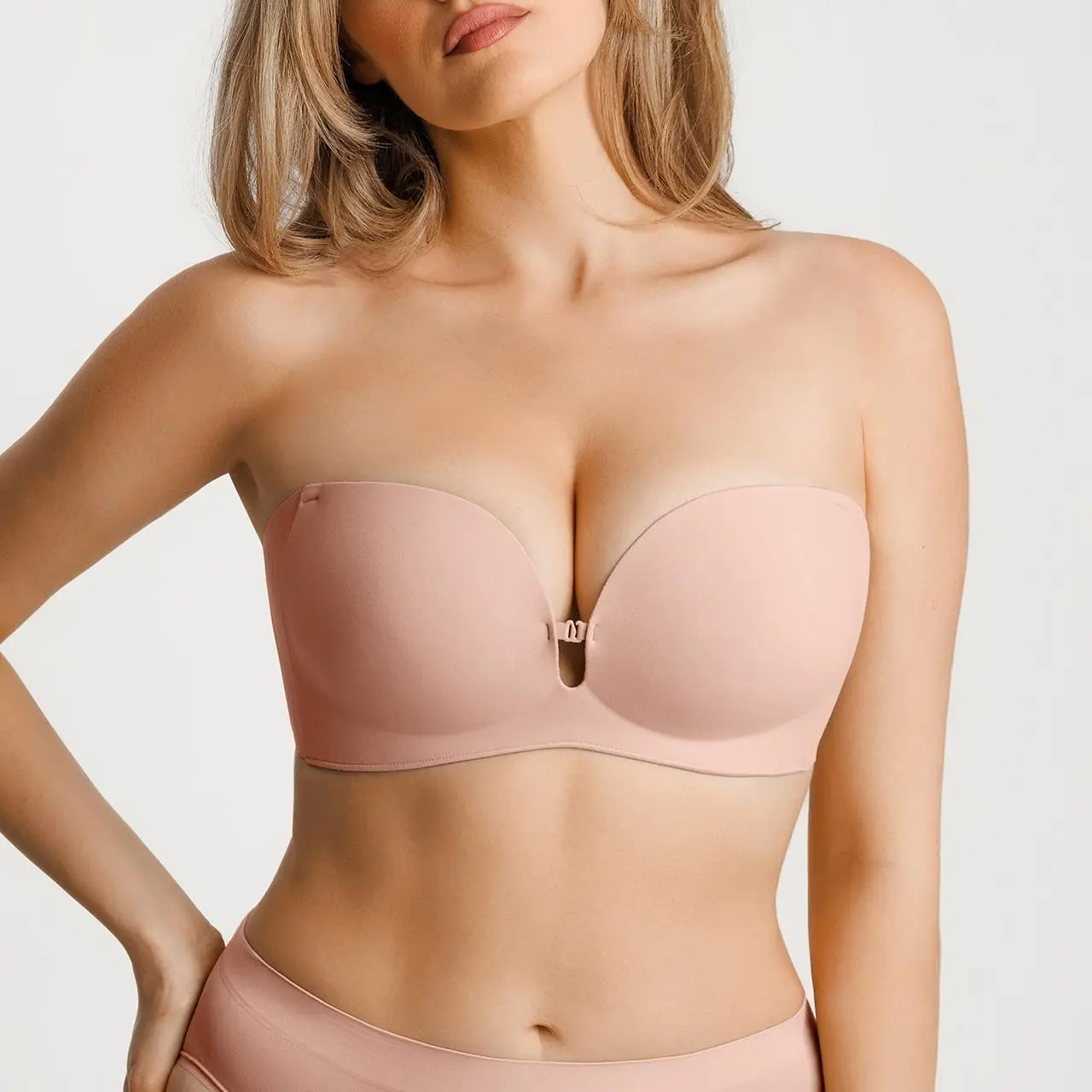 Popilush Seamless Non-Slip Popilush Shaping Strapless Bra, Removable Pads Bandeau Tube Top Bra, Wireless Invisible Push Up Support Bra for Women