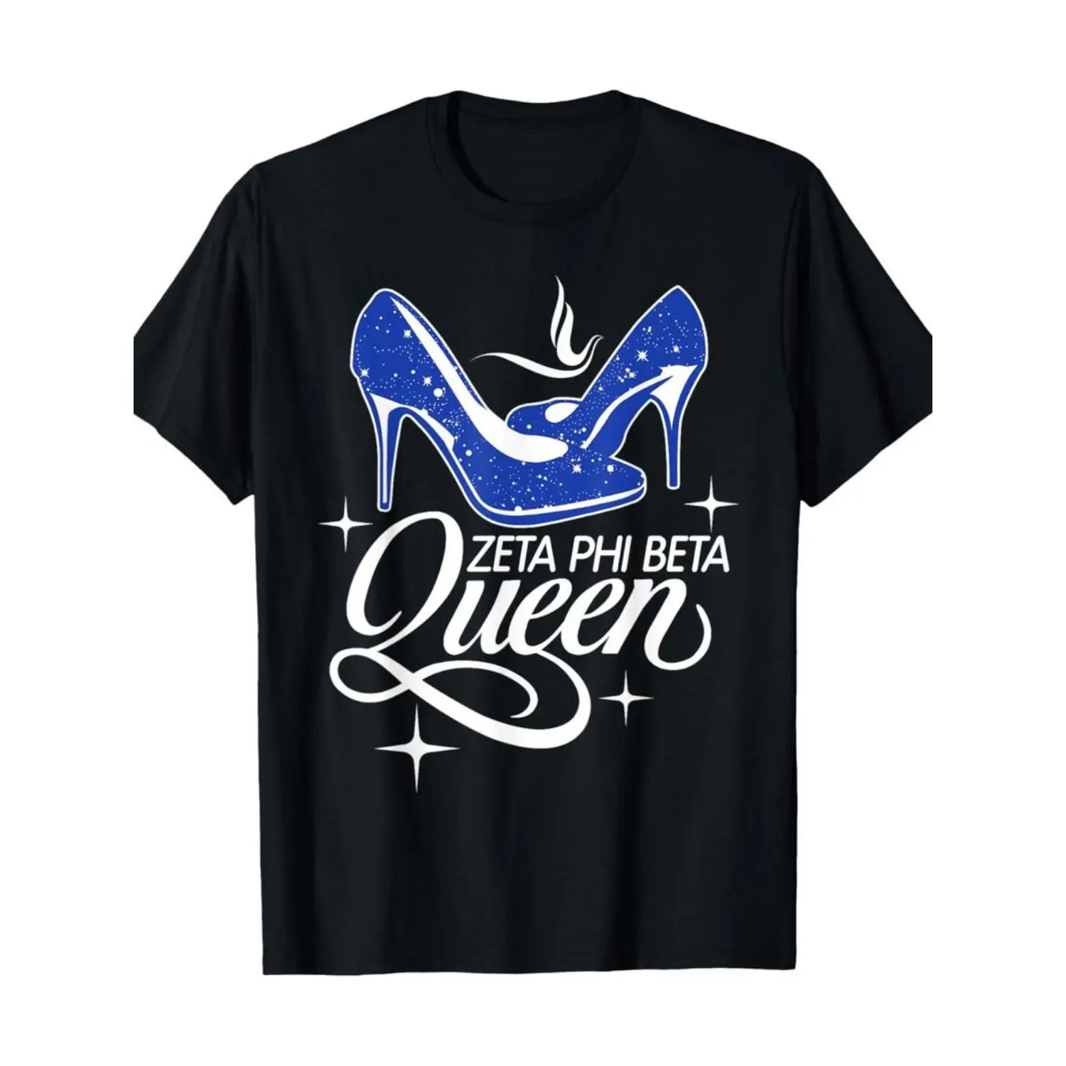Menswear Top - 100% Cotton Short-Sleeve Zeta Phi Beta Sorority Queen Graphic T-Shirt, Casual V-Neck, All-Season Knit Fabric with Slight Stretch, Regular Fit, for Adult Members