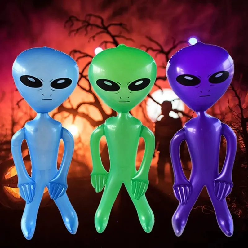 90x170cm Thick PVC Large Spooky Alien Inflatable Doll Model - Contemporary Festive Party Decoration Prop, Outdoor-Safe Home Supply for Halloween, Birthday Events
