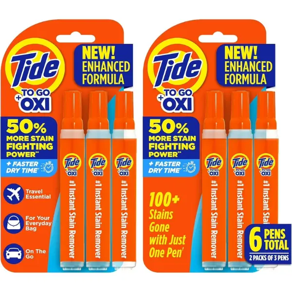 Tide To Go Instant Stain Remover Pen, Portable Travel-Friendly Spot Cleaner for Clothes, Works on Food Stains (Pack of 2)