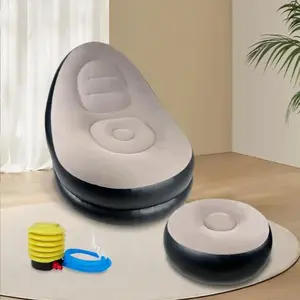 Inflatable Lounge Chair with Footrest Ergonomic Portable Sofa for Indoor & Outdoor Use Folding Couch for Living Room Gaming Office Balcony Travel Camping