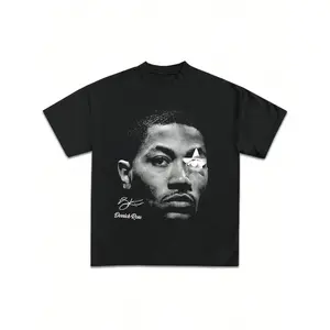 Men's Plus Size 100% Cotton Derrick Rose Digital Print T-Shirt, Round Neck Casual Clothes, Summer Daily Wear, Ideal Gift