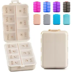 NEW Foldable & Double Protection Portable Weekly Pill Organizer 2 Times A Day with Etched Labels, AM PM 7 Day Week Medicine Box, Daily Travel Pill Case Holder Dispenser for Vitamin, Supplement