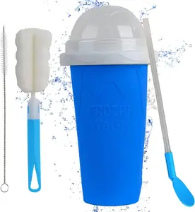 Slushy Maker Cup, DIY Magic Slushy Maker Squeeze Cup, Portable Smoothie Squeeze Cup for Juices, Milk and Ice Cream Make, Double Layers Silica Cup