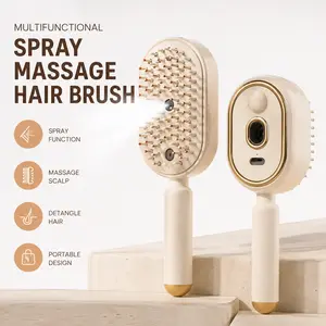 Electric Spray Air Cushion Massage Comb with Self-Cleaning, Anti-Tangle, Anti-Static, Volumizing Functions and Essential Oil Mist Aromatherapy Hair Care