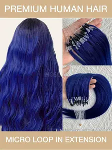 50pcs Colorful Micro Loop Hair Extensions, Real Human Hair, 12/16/20 Inches, Soft Smooth Natural Straight, Easy Install Remove, Human Hair Pieces