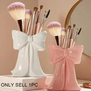 Bowknot-Shaped Makeup Organizer, Beauty Supplies Organizer, Cosmetics Organizer Storage, Flower Vase for Desk Decor, Storage Box for Makeup Brushes & Office Supplies, Makeup Brush Holder, Ideal Gift for Girls & Women