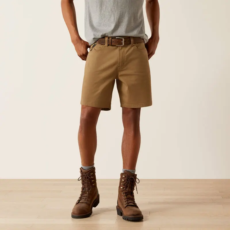 Ariat Men's Rebar DuraStretch Casual Work Shorts - 8" Inseam, Secure Back Pocket, Field Khaki, Casual Comfy Stretch, Above-Knee, Best-Fitting, Tough Design, Plain, Available in 32R,34R,35R,36R,38R