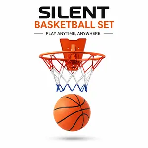 Silent Basketball Hoop Set, Indoor Foam Basketball with Mini Hoop, No Noise Training Ball for Home, Apartment & Kids Practice, Portable Basketball Goal, Quiet Practice Ball