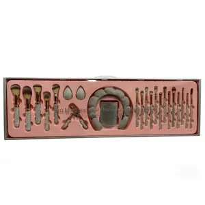 Professional Brush Set for Women TIKTOK VIRAL Rhinestone Makeup Brush Set 23pcs Sparkling Glitter Brushes Eyelash Curler Hairband Pink Red Silver Pro Beauty Tools for Flawless Looks Oily luxurious series Colorful Brush Set with Powder Puff  protip birthda