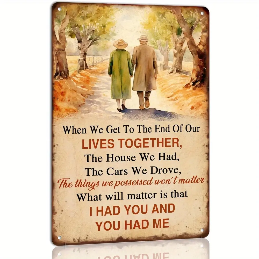 Vintage Metal Sign "End Of Our Lives Together" - Home Decor Products, Art Deco Hanging Metal Plaque Print - Romantic Anniversary Gift for Couples - Bedroom/Wardrobe Wall Decor (Multiple Sizes, Casual/Work Use)