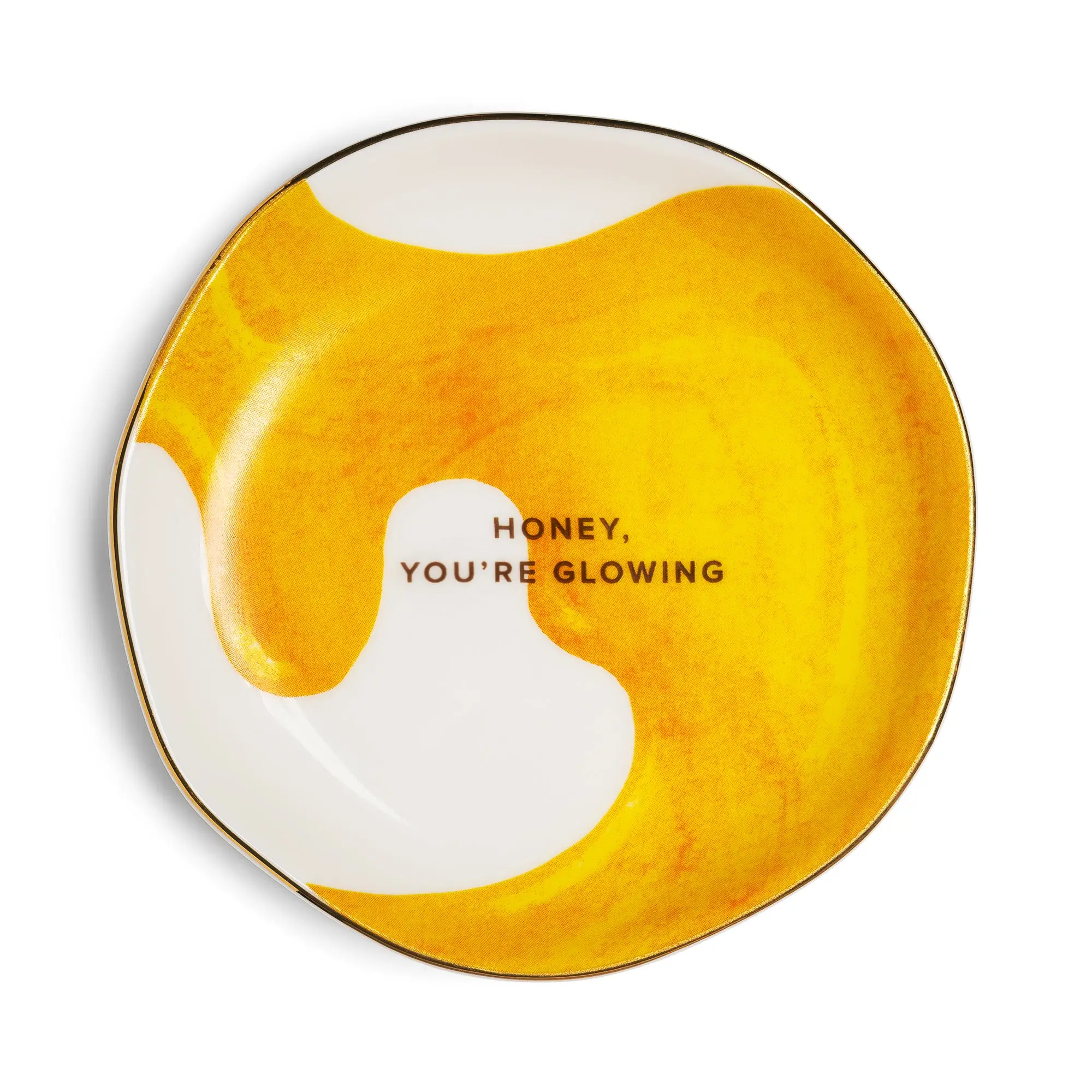 Honey-Inspired Glowing Fixed Message Trinket Tray - 4.53in Hexagonal 1-Piece Catch-All Dish for Hair Accessories, Jewelry, Decoration, One-Piece