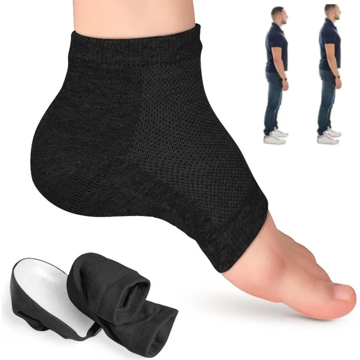 Height Max Insoles - Invisible Shoe Lift Heel Pads for Men & Women Half Increase with Cushion Support Discreet Elevator Socks Sneakers, Dress Shoes Boots Footwear Silicone Parent Grey Nail