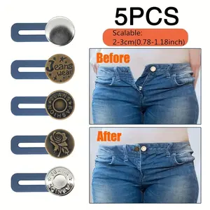Random style pants - waist expansion gadget for jeans. Elastic waistband adjustment button that can be adjusted by pulling. Adjustable extension belt without tools. Button Design