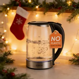 COSORI Electric Glass Kettle, 1.8Qt/1500W, No Plastic Filter & Spout, Auto Shut Off, Black, Hot Water Boiler for Coffee&Tea, College Dorm Essential GK-172/173 COSORI Electric Glass Kettle, 1.8Qt/1500W, No Plastic Filter & Spout, Auto Shut Off, Black, Hot Water Boiler for Coffee&Tea, College Dorm Essential GK-172/173