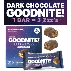GoodNite! Chocolate Protein Bars with 10mg Melatonin & L-Theanine, Vegan, Gluten-Free, Kosher, Dark Chocolate - Relaxation and Sleep Support - 6 Pack