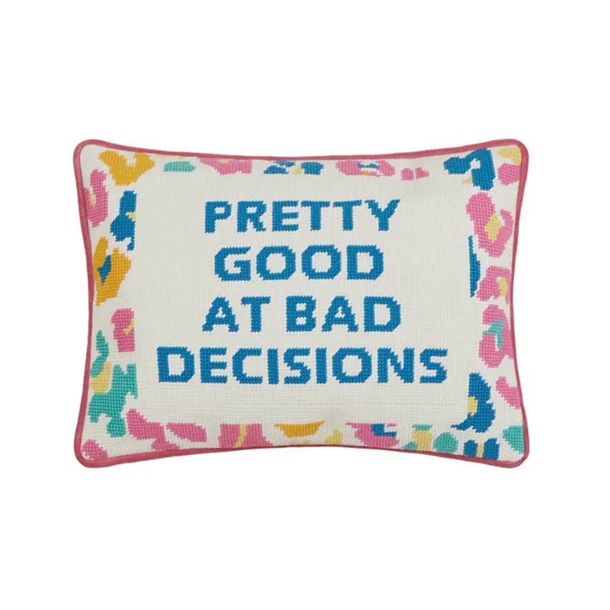 Peking Handicraft 30PY22605C14OB 10 x 14 in. Pretty Good Embroidered Needlepoint Style Blown in Filler Hook Pillow, Multi Color