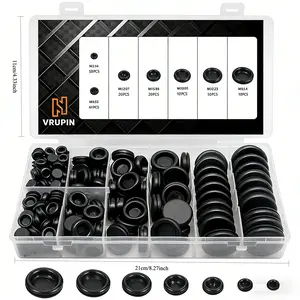 Vrupin 188 Pieces Rubber Grommet Kit – Rubber Plugs for Round Holes, Wiring, Electrical, Plumbing, and More