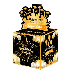 Gold Graduation Surprise Money Box, Premium Gift Box, Themed Gift Box, Graduation Gift, Party Atmosphere Decor, Graduation Theme Party Gift for Friends and Family